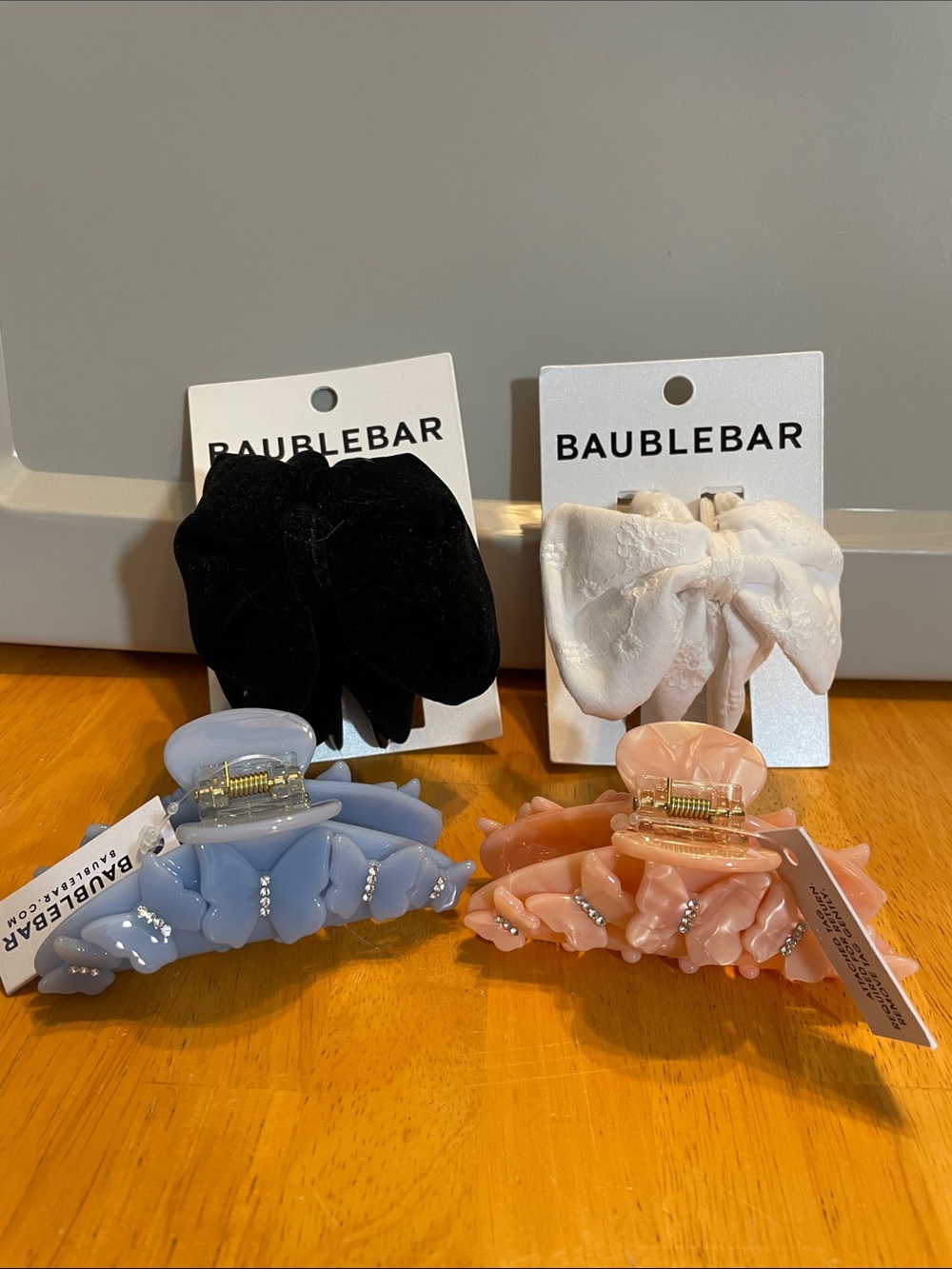 Baublebar Hair Clip Lot of 4 NWT Butterfly Bow Eyelet Velvet